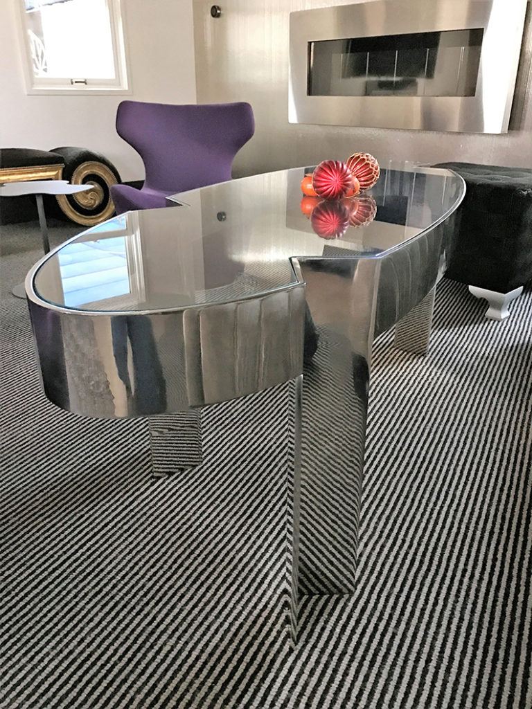 Metal Glass Table Side View