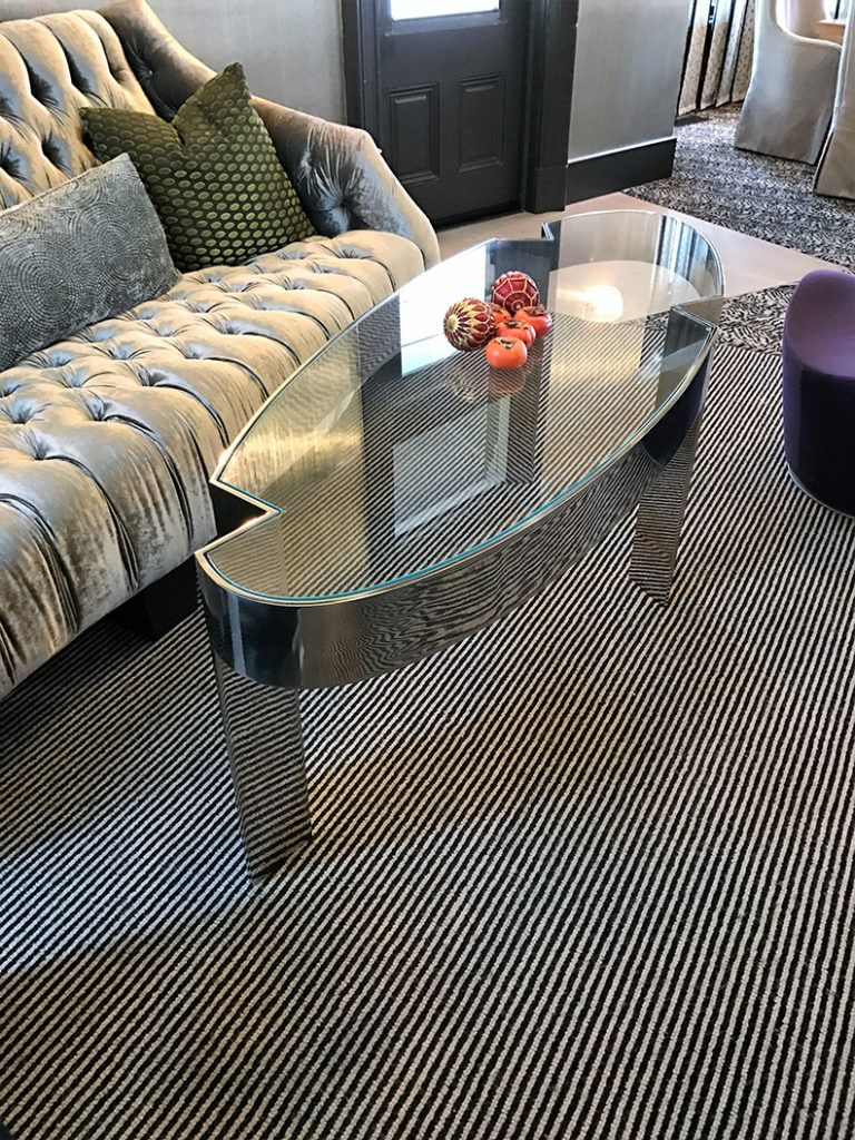 Metal Glass Table Corner View