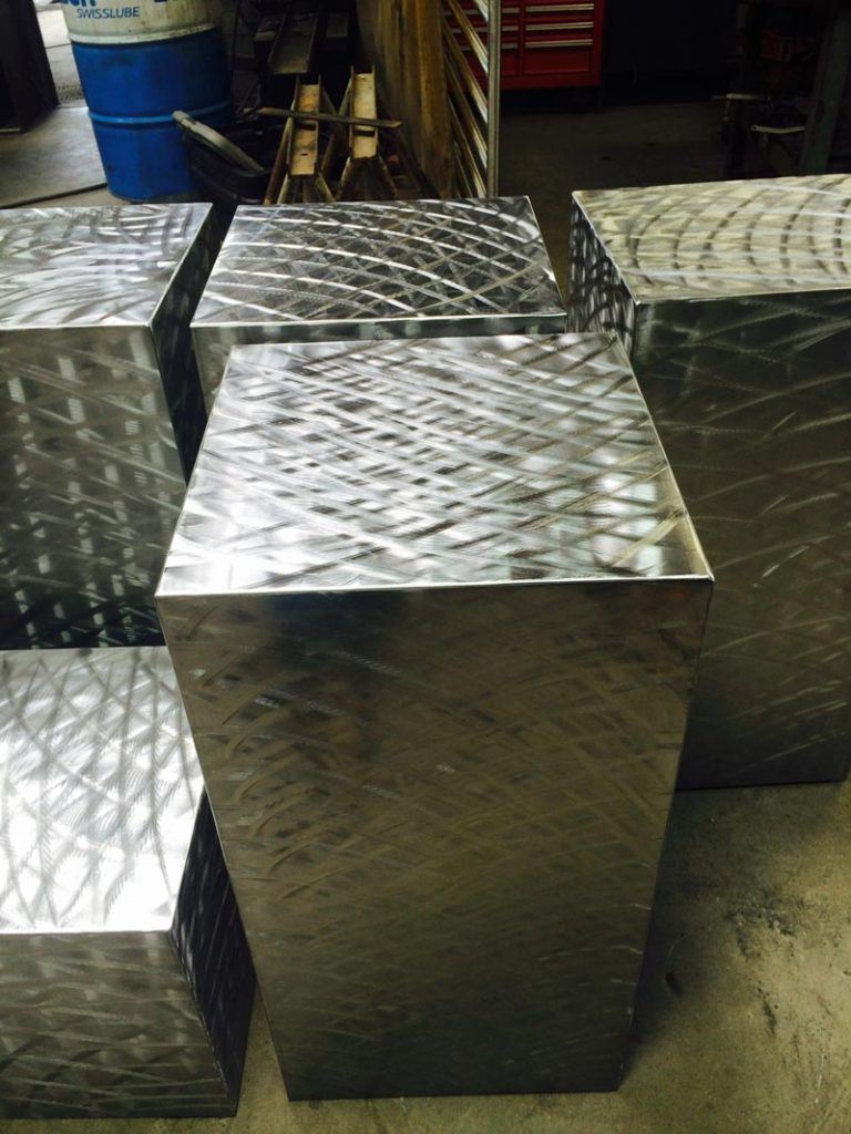 Stainless Steel Art Pedestals w/ Cross Pattern Finish