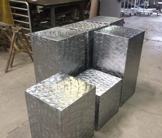 Stainless Steel Art Pedestals w/ Cross Pattern Finish