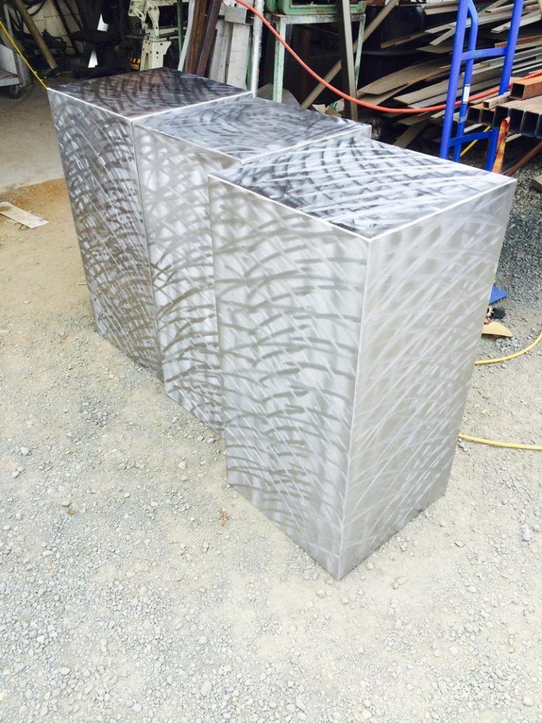 Stainless Steel Art Pedestals w/ Cross Pattern Finish