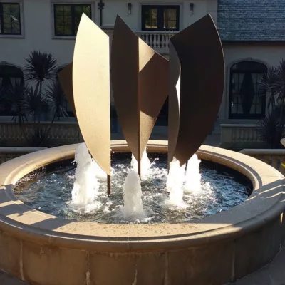 custom metal fabricated art installation for an outdoor fountain